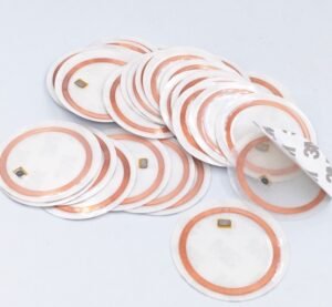 images Model HF-1502-25P/S-N213, Clear Laminate Tag w/peel & stick backing, 25mm diameter, 144 Bytes NXP NTAG 213 ISO 14443A NDEF memory chip