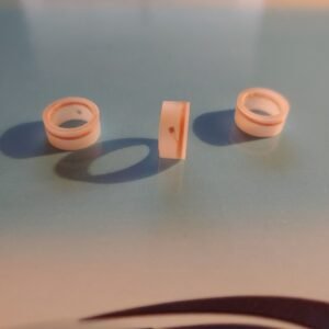 images Model HF-1579-DT12-SLIX Donut Tag, PA6 Nylon, transparent white, 12mm diameter x 9.1mm ID x 5.8mm tall, 1024 bits NXP ICODE SLIX ISO 15693 memory chip