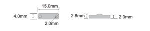 images Model F1504 FR4 Tag, Mount on Metal High Temperature 200C, 15x4mm, UHF 902-928 MHz passive RFID