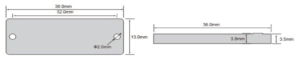 images Model F3613 FR4 Tag, Mount on Metal High Temperature 200C, 36x13mm with Peel & Stick Backing, UHF 902-928 MHz passive RFID