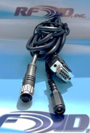 Model CAB-8P-PWR-9P-2m Cable, 2meters, M12 8pin connection to Model HF-3600 Reader with quick connect power jack & 9pin female serial on opposite end