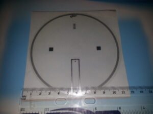 Model HF-1503-117-SLIX 111mm diameter coil on 117mm diameter Wet Inlay, 896 bits NXP ICODE SLIX ISO 15693 memory chip