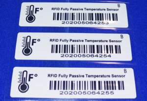 images Model 9824-TMP Temperature Sensing White PET Label Tag, 98x24mm, NMV2D CABO memory chip, UHF 902-928 MHz passive RFID