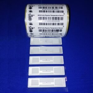 images Model 9824-TMP Temperature Sensing White PET Label Tag, 98x24mm, NMV2D CABO memory chip, UHF 902-928 MHz passive RFID