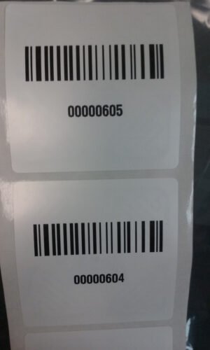 images Model RS5050-BCU9 Label on Roll Stock of 2k per roll, printed bar code EPC, 50x50mm 80g paper Label, 44x44mm coil, 47x47mm inlay with NXP U9 memory chip, UHF 902-928 MHz passive RFID
