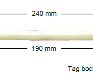 Model S240 Eyelet Strap High Temp 250C Tag, clear, 240mm length x 5mm dia. with metal eyelets each end, UHF 902-928 MHz passive RFID
