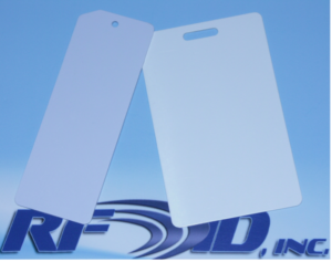 images Model P5030-H3 PVC Hang Tag containing 22.5x225mm inlay, 5mm hole, Alien Higgs3 chip, UHF 902-928 MHz passive RFID