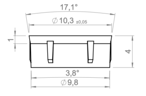 images Model HF-1580-HE10-F08 Hard Epoxy Tag, 10x2mm, 8k bits Fudan FM11RF08 ISO 14443A memory chip, fully interchangeable with NXP Mifare EV1 S50 or S70