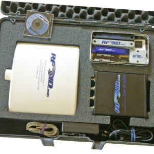 Model 8030-02 with carrying case, Serial/USB Reader, A99H Antenna, variety of Tag samples, power supply and CD.